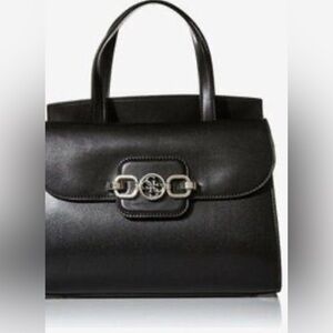 GUESS logo Black Handbag with Gold Accents